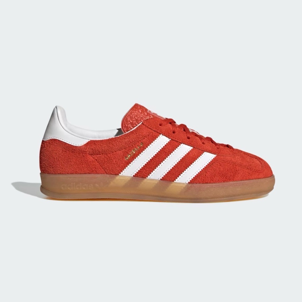adidas gazelle Suede Sneaker in bold orange and White